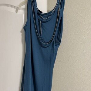 Bisou Bisou Blue Teal Chain-Accent Tank